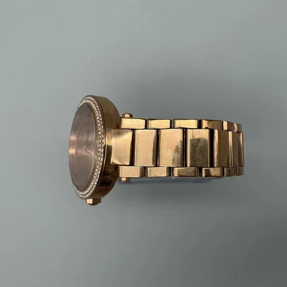 Michael Kors Parker Womens Watch 39mm Rose Gold Tone Crystals New Battery 7" - Picture 4 of 14
